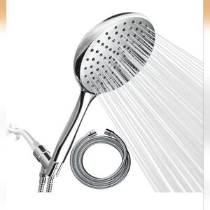 NIB High Pressure Handheld Shower Head with Hose- Huge 6-Inch Face- Chrome